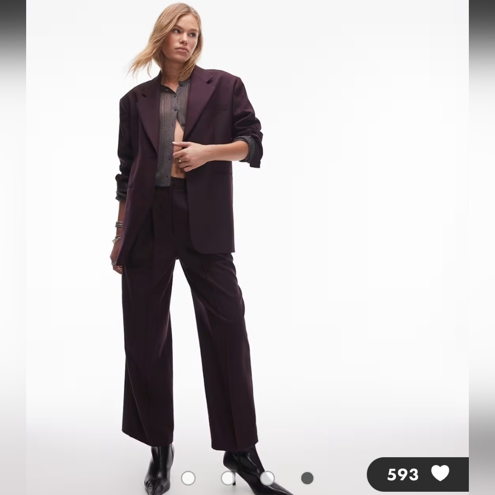 Topshop Suit Set In Burgundy